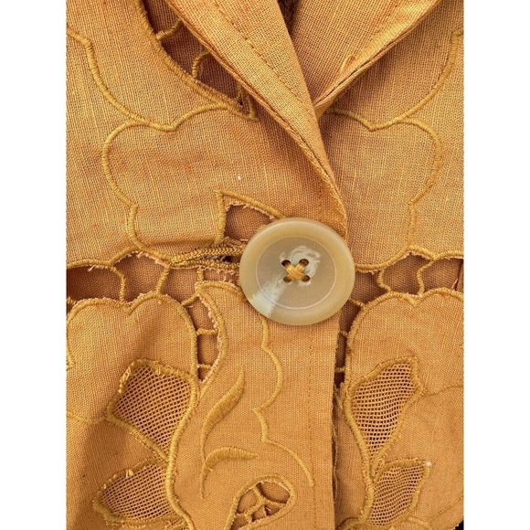 Free People Susanna Cutwork Embroidered Lace Longline Duster Jacket Pumpkin XS - Picture 6 of 15
